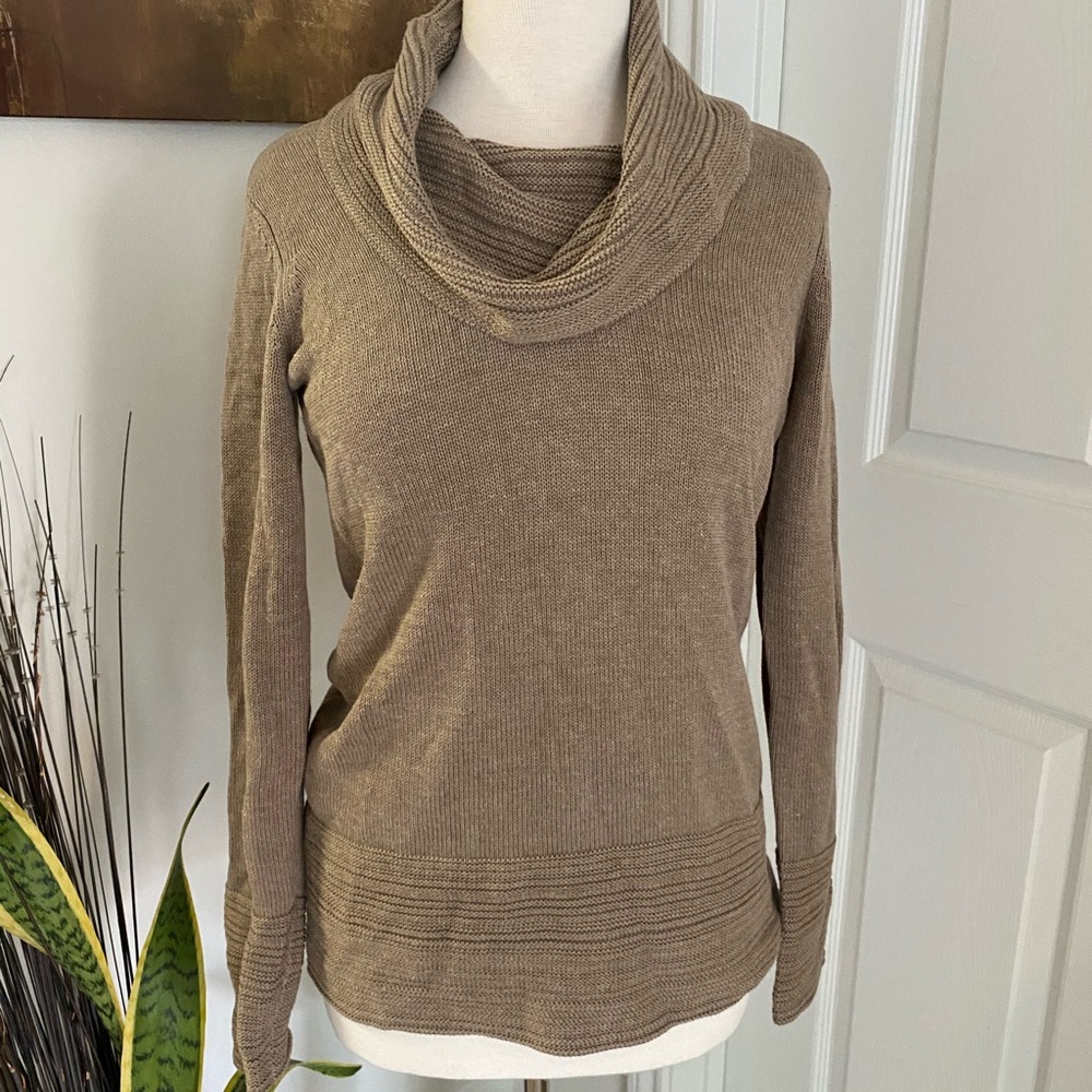 Tan Calvin Klein Sweater w cowl ruched neck
